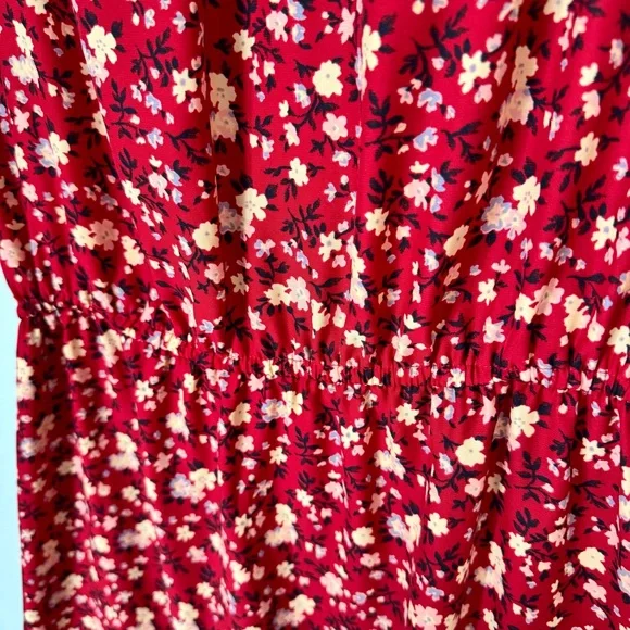 Kimchee Blue Silky Sabrina Shirt Dress Size Small Red Floral ASO Vampire Diaries - Picture 13 of 16